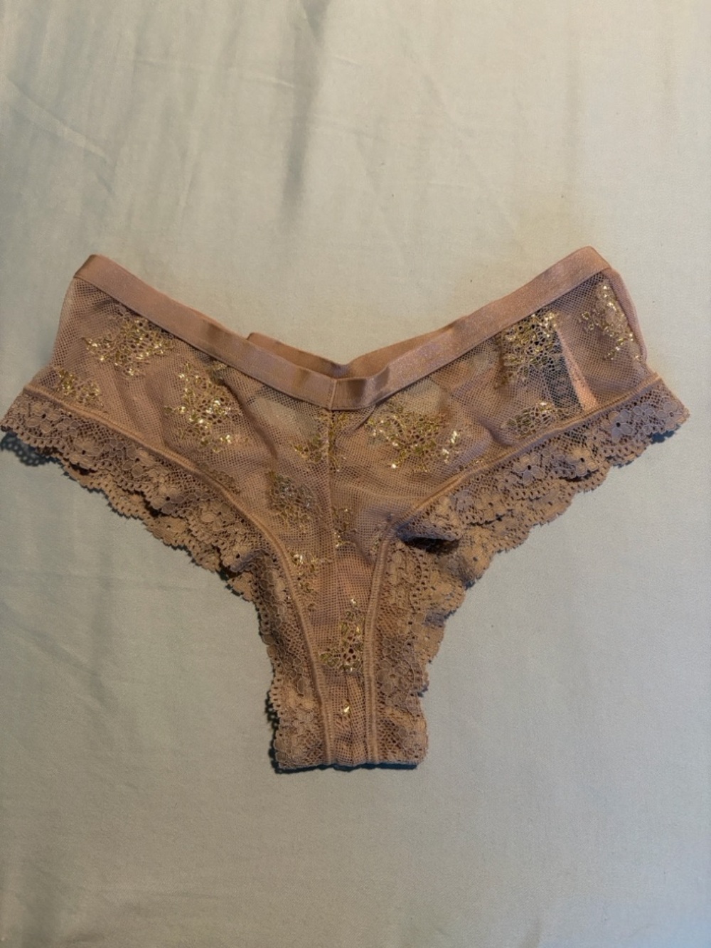 Victoria's Secret Lace Trim Bikini Briefs - Nude